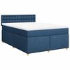 vidaXL Pat box spring cu saltea, albastru, 140x200 cm, textil