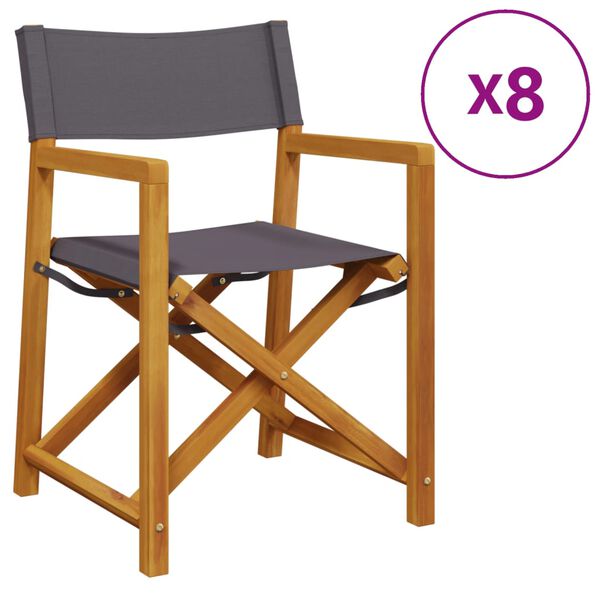vidaXL Scaune de grădină pliabile, 8 buc., țesătură gri &icirc;nchis
