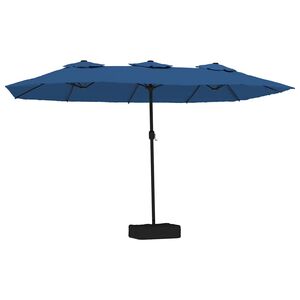 vidaXL Umbrelă de grădină cu două capete/LED-uri, azuriu, 449x265 cm