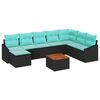 vidaXL Set de canapele pentru grădină cu pernă 9 pcs Negru poliratan