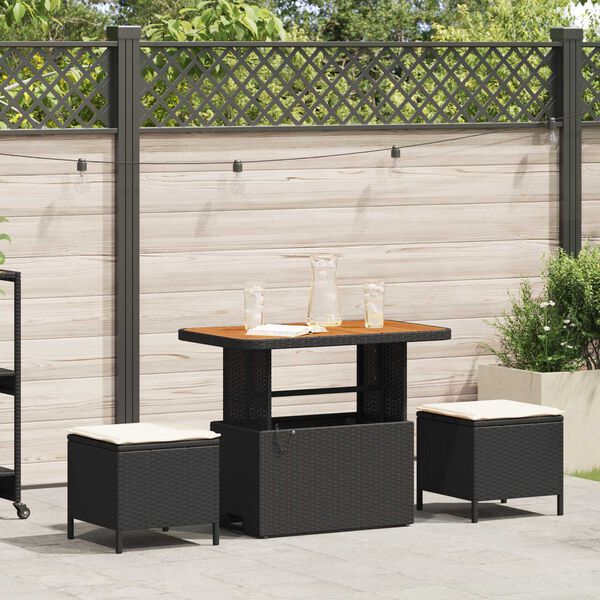 vidaXL Set de masă pentru grădină Negru Rattan poli