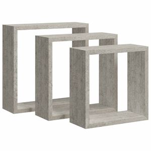 vidaXL Rafturi de perete cub, 3 buc., gri beton