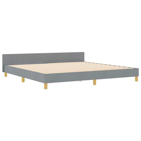 vidaXL Cadru de pat cu headboard Gri deschis 200 x 200 cm țesătură