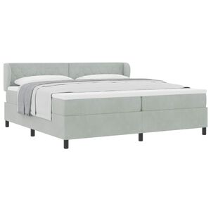vidaXL Pat cu arcuri cu saltea Gri deschis 200 x 200 cm Catifea