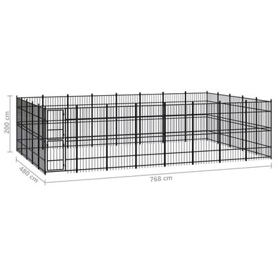 vidaXL Padoc pentru câini de exterior, 36,86 m², oțel
