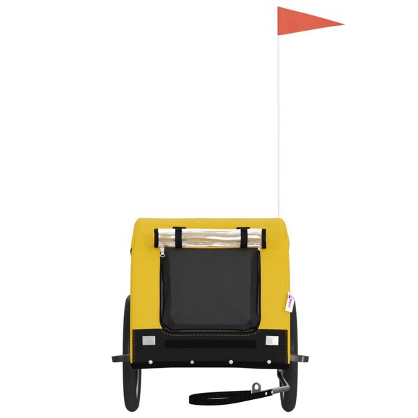 vidaXL Remorcă bicicletă animale companie, galben/negru, oxford/fier