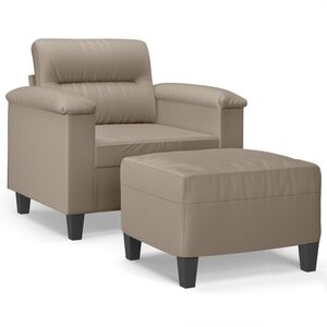 vidaXL Fotoliu canapea cu taburet, gri taupe, 60 cm, microfibră
