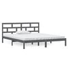 vidaXL Cadru de pat dublu, gri, 135x190 cm, lemn masiv