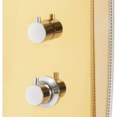 vidaXL Sistem panou de duș curbat, auriu, oțel inoxidabil 201