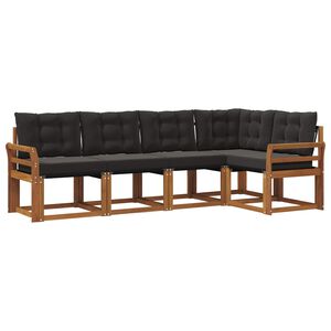 vidaXL Set de canapele de exterior cu pernă 5 pcs Natural și Negru