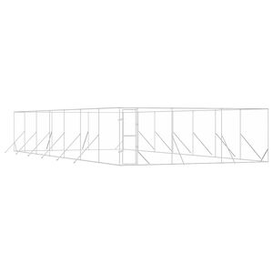 vidaXL Padoc de exterior pentru c&acirc;ini argintiu 6x14x2m oțel galvanizat