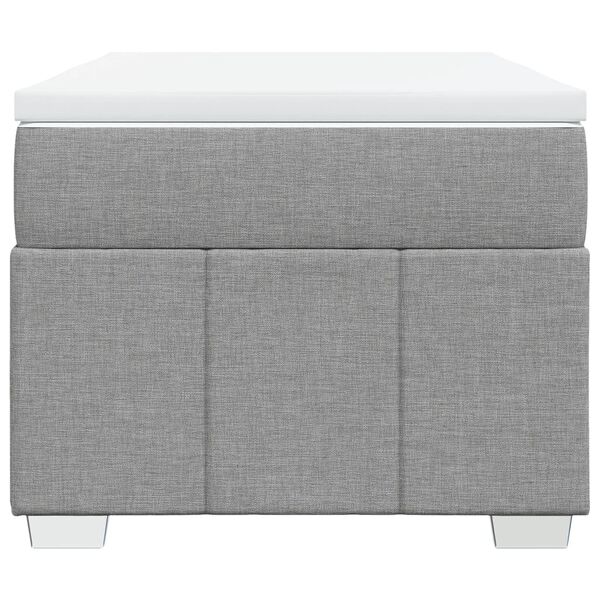 vidaXL Pat box spring cu saltea, gri deschis, 90x200 cm, textil
