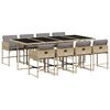 vidaXL Set de masă pentru grădină, 9 piese, cu perne, bej, poliratan