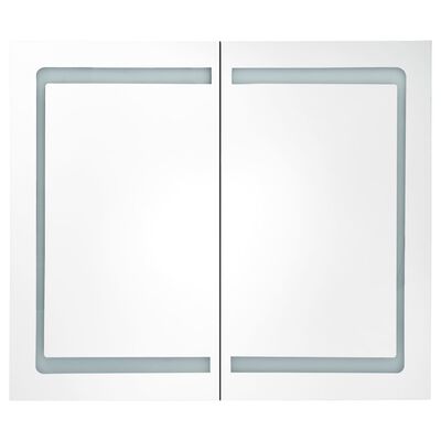 vidaXL Dulap de baie cu oglindă și LED, alb strălucitor, 80x12x68 cm