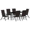 vidaXL Set de masă pentru grădină 7 pcs Negru de cafea Rattan poli