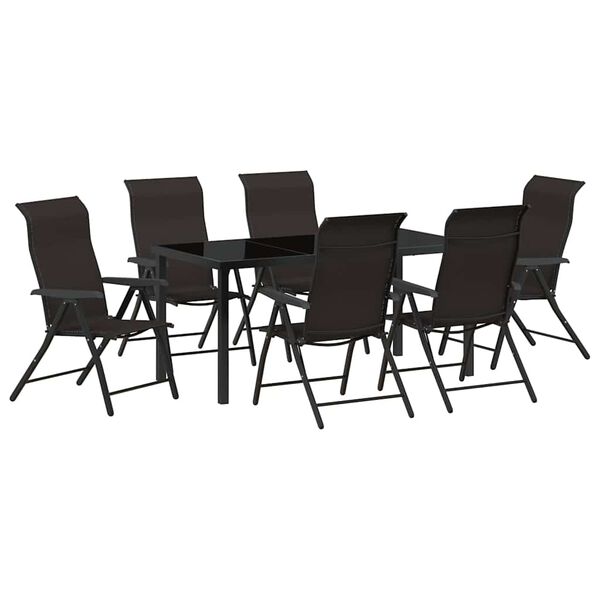 vidaXL Set de masă pentru grădină 7 pcs Negru de cafea Rattan poli