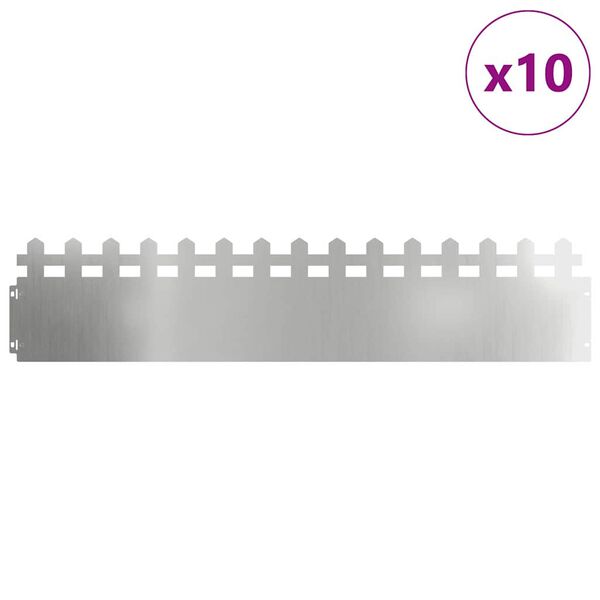 vidaXL Borduri pentru gazon 10 pcs Argintiu 103 x 0,05 x 22 cm