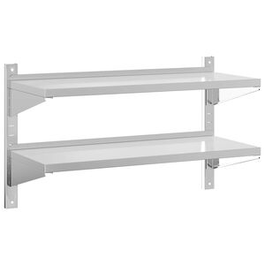 vidaXL Raft de perete 2 niveluri 100x40x60 cm argintiu oțel inoxidabil