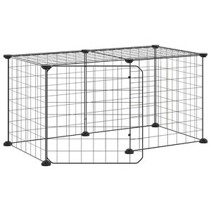 vidaXL Cușcă animale de companie cu ușă, 8 panouri, negru 70x35x35cm oțel