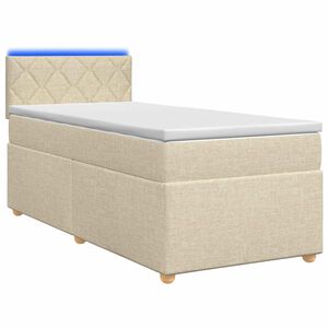 vidaXL Pat boxspring cu saltea cu benzi LED Crem 80 x 200 cm Țesătură
