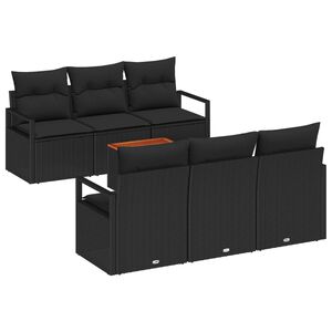 vidaXL Set de canapele pentru grădină 7 pcs Negru poliratan