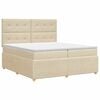 vidaXL Pat boxspring cu saltea cu headboard Crem 140 x 200 cm Țesătură