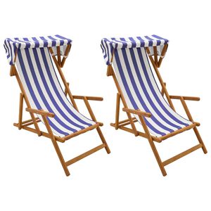 vidaXL Scaun de plajă 2 pcs 3 Poziție Lemn de eucalipt masiv