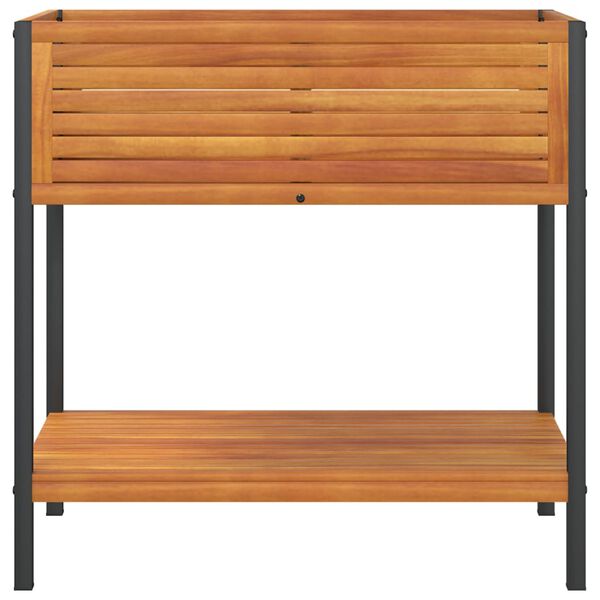 vidaXL Jardinieră de grădină cu raft 80x45x80cm lemn masiv acacia/oțel