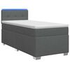 vidaXL Pat box spring cu saltea și LED Gri &icirc;nchis Unic Țesătură