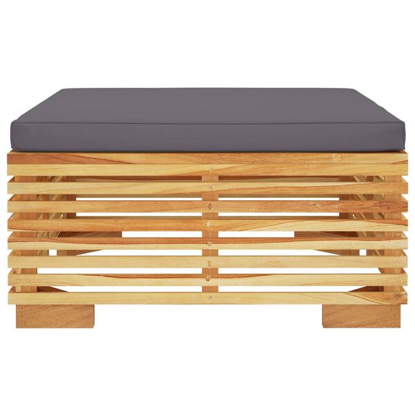 vidaXL Suport de picioare de grădină perne gri &icirc;nchis lemn masiv tec