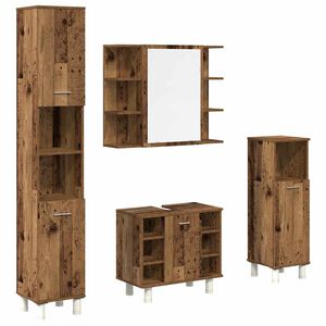 vidaXL Set mobilier de baie, 4 piese, lemn vechi, lemn prelucrat