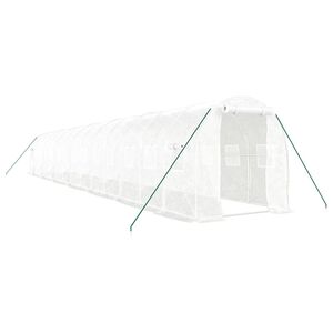 vidaXL Seră cu cadru din oțel, alb, 28 m&sup2;, 14x2x2 m
