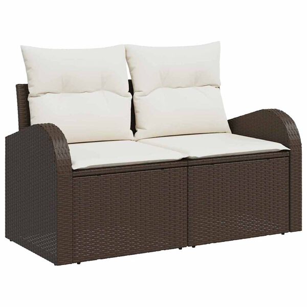 vidaXL Set de canapele pentru grădină cu pernă 5 pcs Maro Rattan poli
