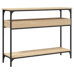 vidaXL Masă consolă cu raft, stejar Sonoma, 100x29x75cm, lemn stratificat