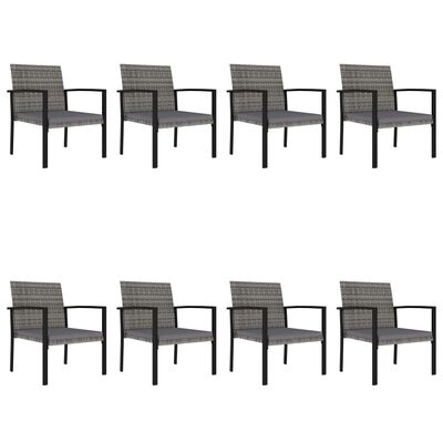 vidaXL Set mobilier de masă pentru grădină, 9 piese, gri, poliratan