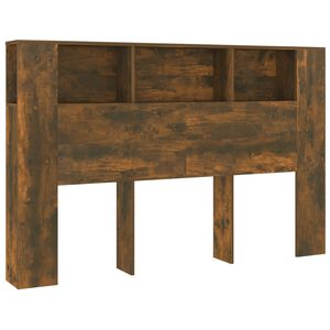 vidaXL Tăblie de pat cu dulap, stejar afumat, 160x18,5x104,5 cm