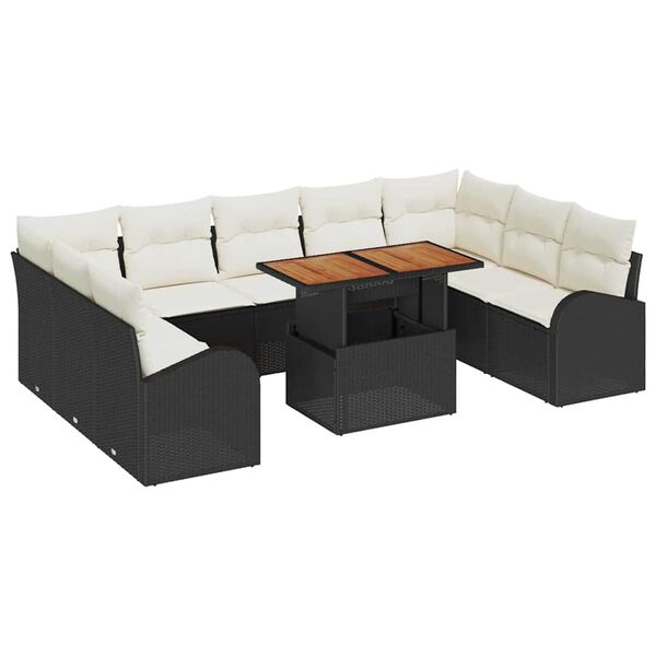 vidaXL Set de canapele pentru grădină 10 pcs Negru Rattan poli
