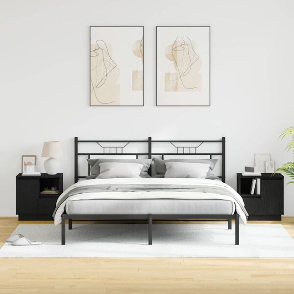 vidaXL Dulap de noapte cu sertar 2 pcs Stejar Negru 50 x 34,5 x 50 cm