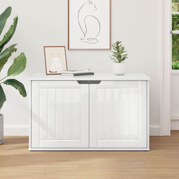 vidaXL Casa pentru pisici Alb Lucios 85 x 55 x 50,5 cm Lemn compozit