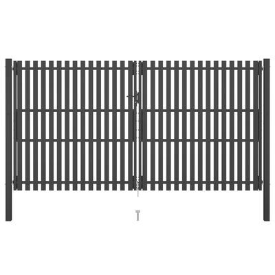 vidaXL Poartă de gard grădină, antracit, 4 x 2,5 m, oțel