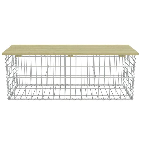 vidaXL Bancă gabion, 120 cm, oțel galvanizat și lemn de pin