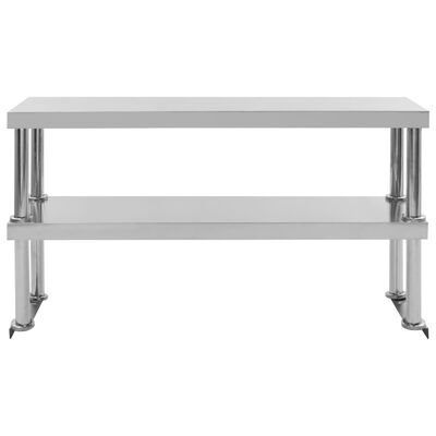 vidaXL Raft masă de lucru cu 2 niveluri, 120x30x65 cm, oțel inoxidabil