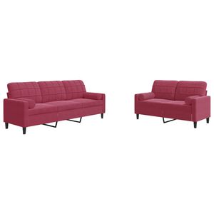 vidaXL Set canapea cu perne/rulouri, 2 piese, roșu vin, catifea