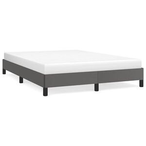 vidaXL Cadru de pat, gri, 140x190 cm, piele ecologică
