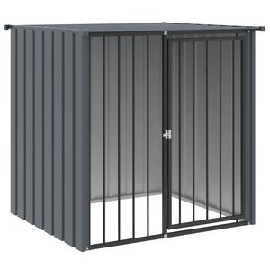 vidaXL Cușcă c&acirc;ine cu acoperiș, negru, 110x103x109 cm, oțel galvanizat