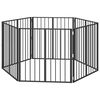 vidaXL Poartă pentru c&acirc;ini 6 pcs Negru 80 x 80 cm Oțel Galvanizat
