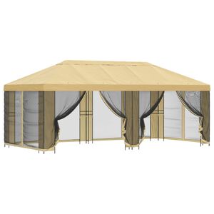 vidaXL Foișor de grădină cu pereți laterali 6 x 3 m Crem