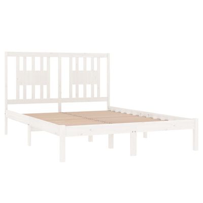 vidaXL Cadru de pat, alb, 140x190 cm, lemn masiv de pin