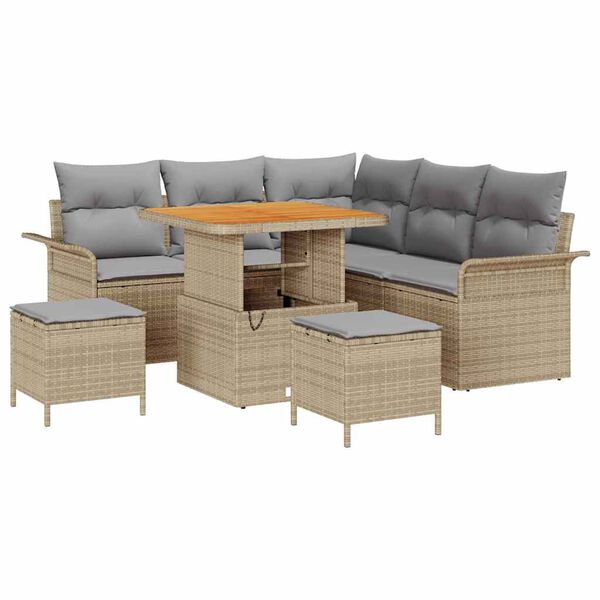 vidaXL Set de canapele pentru grădină 8 pcs Beige și gri deschis