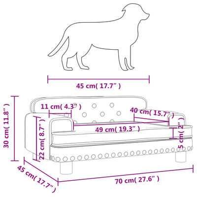 vidaXL Pat de câini, gri deschis, 70x45x30 cm, catifea